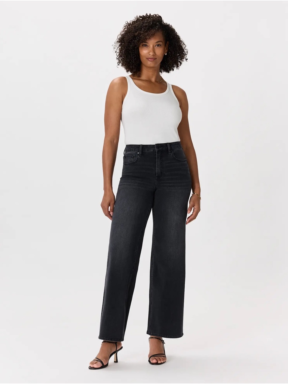 Quince Bella Stretch Wide Leg Jeans Faded Black - Picture 2 of 7
